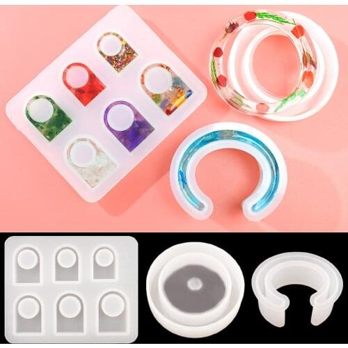 DIY Bracelet Bangle Epoxy Mold Semi-Opening C-Shaped Moldes De Resina Assorted Ring Pendant Resin Moulds For DIY Jewelry Making