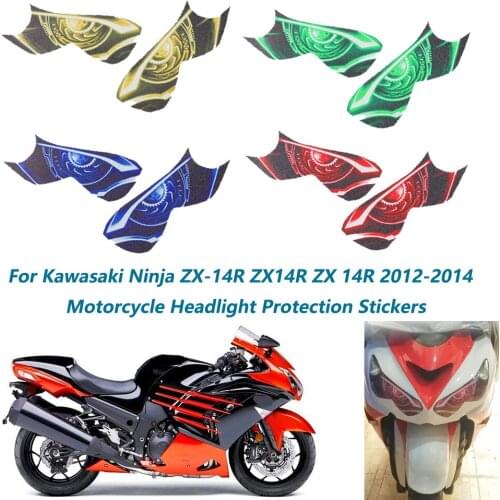 Headlight Stickers For Kawasaki Ninja ZX-14R ZX14R ZX 14R 2012-2014 Motorcycle 3D Front Fairing Head light Protection Stickers