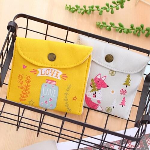 Canvas Sanitary Napkin Storage Bag Coin Purse Jewelry Cosmetics Organizer Credit Card Pouch Case Girls Diaper Tampon Pad Pouch