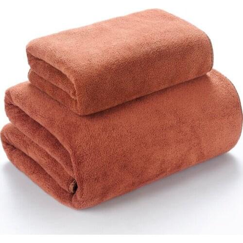 Brown Microfiber Fabric Large Towels Beach Towel for Men Bathroom Bath Towel and Hand Towel serviette de bain 2pcs/set