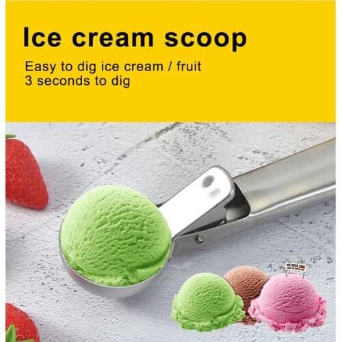 Ice Cream Spoon Stainless Steel with Easy Trigger Food Tool for Fruits Yogurt Watermelon