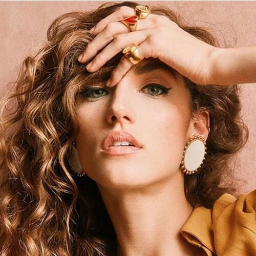 Trendy Round Big Stud Earrings Alloy Drip Oil Street Shot Womens Earrings Aretes De Mujer