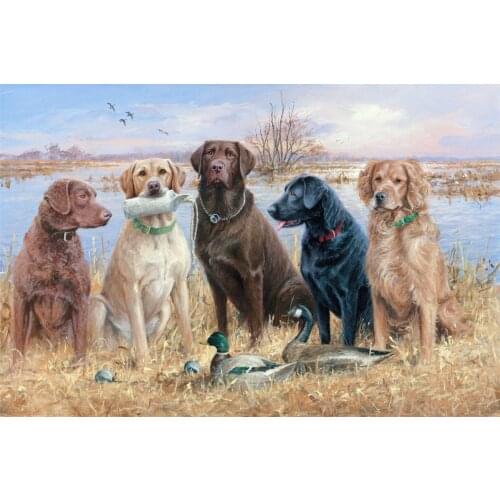 JMINE Div 5D Hunting Dog Duck River Full Diamond Painting cross stitch kits art High Quality Animal 3D paint by diamonds