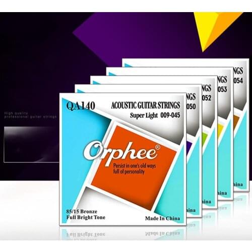 New Orphee QA140 Acoustic Guitar Strings 6pcs / Set Hexagonal Steel Core 85/20 Bronze Wire Wound Super Light Tension