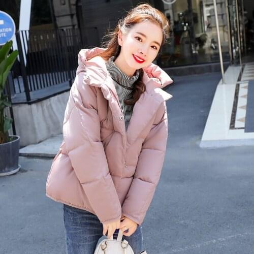 2019 Rushed Suit-dress Autumn And Winter New Ulzzang Cotton. Easy Even Hat Color Bread Serve Cotton-padded Clothes Loose Coat