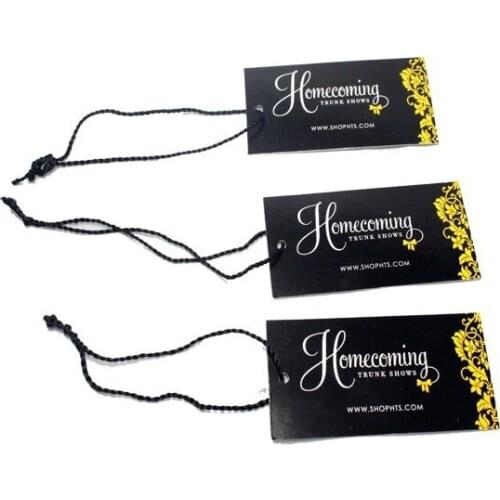 Wholesale Custom Printed black card Paper Hang Tag for Garment
