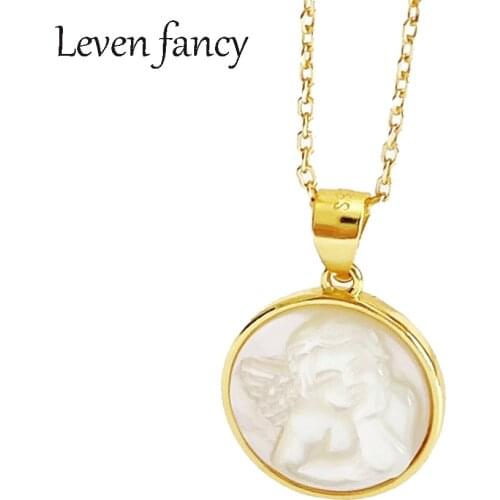 925 Sterling Silver Angel Baby Pendant Mother of Pearl Abalone Shell Necklace Lovely Jewelry Women Birthday Gift Gold Necklaces
