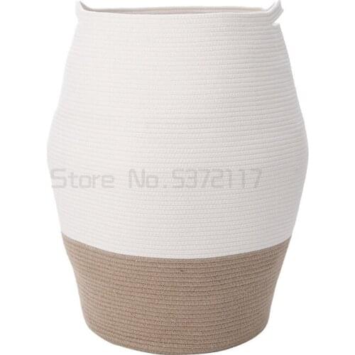 Woven cotton rope dirty clothes basket European modern home multifunctional foldable desktop storage basket