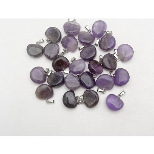 Fashion Natural amethysts stone pendants 24pcs/lot charms Necklace for jewelry making accessories Free shipping Wholesale