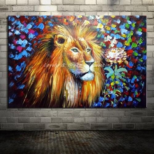 Handpainted Canvas Painting For Bedroom Decoration Pictures On The Wall Modern lion Animal Oil Painting Unframed Canvas Art Wall