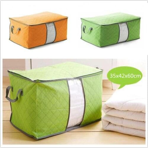 Simple Bamboo Charcoal Foldable Clothing Cotton Storage Bag Home Storage Box Finishing Storage Bag