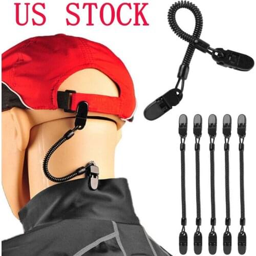 5Pcs Adjustable Hat Clips Retainer Fishing Keeper with Cord for Golfing Fishing Boating Sailing Sports Cap Wind-proof Rope