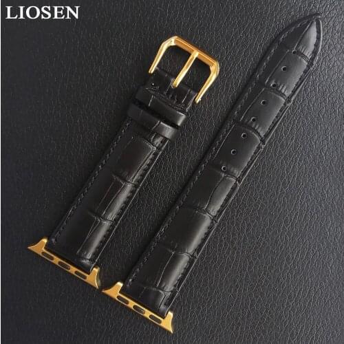 LIOSEN Watchband for iWatch Apple Watch 38mm 42mm Genuine Leather Strap Watch Accessories Bracelet Women Men