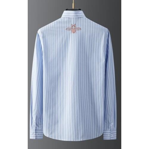 Minglu 100% Cotton Male Shirts Luxury Long Sleeve Bee Embroidery Casual Mens Dress Shirts Fashion Slim Fit Party Man Shirts 3XL