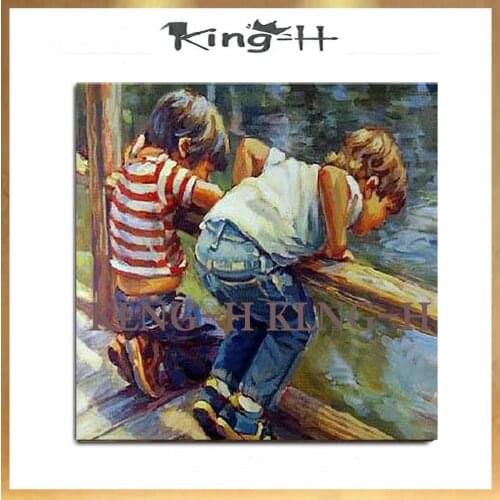 Hand-painted modern painting decorative wall thermal quality the child draws the portrait oil painting decorative wall in China