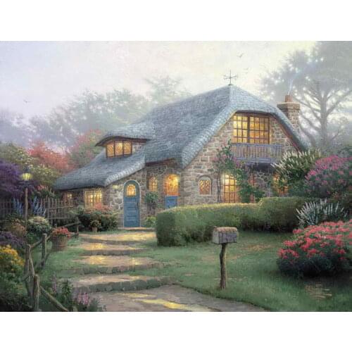 Lilac Cottage Thomas Kinkade HD Canvas Oil painting Print Living Room Bedroom Hotel Wall Picture Art Home Decoration