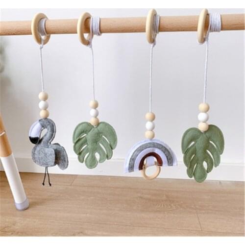 Nordic INS Style Feather Star Rainbow Unicorn Wood Felt Hanging Pendant Kids Room Nursery Wall Hanging Ornaments Home Decoration