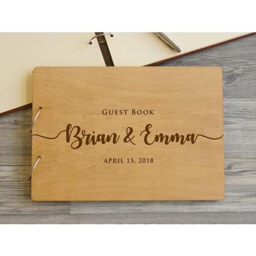 Rustic Wedding Guest Book Custom Engraved Guestbook Wedding Album Wooden Guest Book Wedding Calligraphy Guestbook Engagement Gif