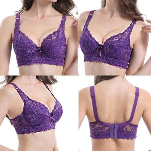Thin Perspective Sexy Lace Bras Women Underwire Plus Size Bra Push Up Underwear Female Brassiere Big Bust 36 to 46 B C D Cup