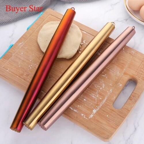 Rolling Pin 304 Stainless Steel Patisserie Pastry Roll Kitchen Cooking Tool Test Dough Roller Cake Fondant Cookies Baking Roller