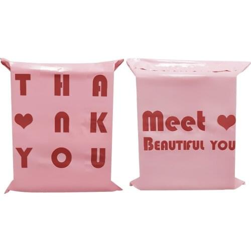 100Pcs Pink Poly Mailer Thank You Plastic Courier Bag Clothes Packaging Shipping Envelope Self Sealing Storage Bags Mailbag