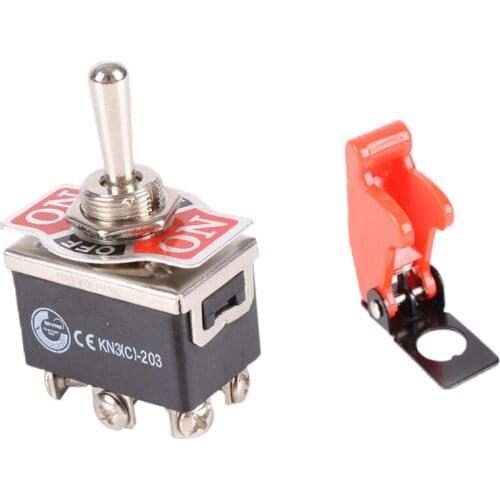 12V Car Dash Flick Toggle Switch ON/OFF/ON DPDT With Missile Cover
