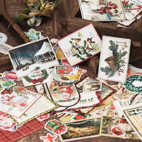 140PCS junk journal Vintage Christmas Series Sticker Pack DIY Scrapbooking Album Diary Happy Plan Decoration Sticker