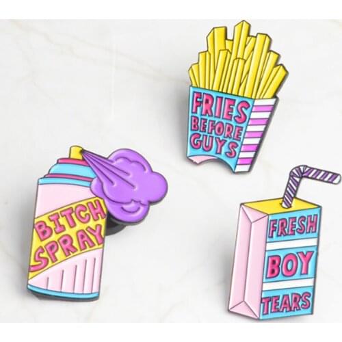 20/Lot French Fries Boxed Milk Sprays Brooch Figures Pin For Lapel Action Figure