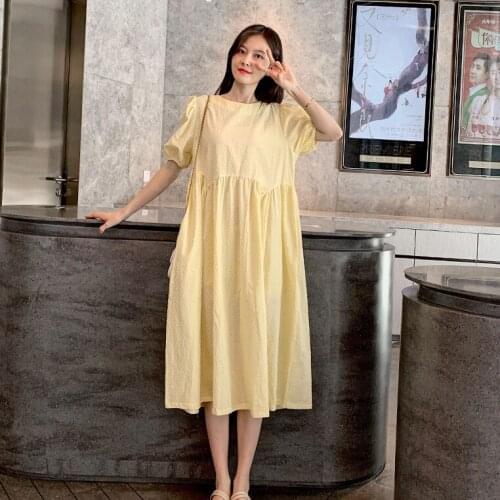 20634# Maternity Dress Summer Cotton Short Sleeves Loose Stylish Dress Pregnant Women Mom Dress