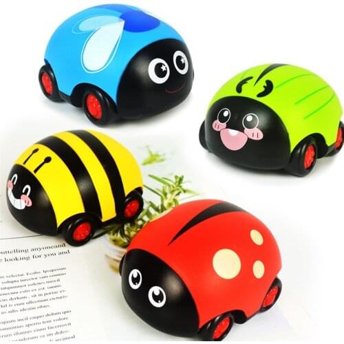 4Pcs/set Cartoon Inertia Trolley Insects Pull Back Car Children Baby Funny Toys Insect Car Model Education Learning Toy For Boy