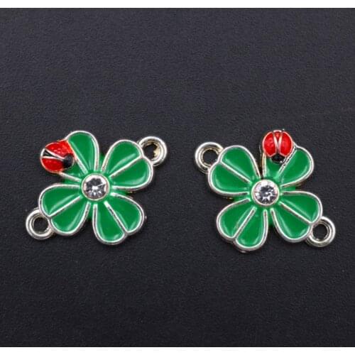 6pcs Handmade Enamel Leaves Alloy Connectors Fashion Bracelet Anklet DIY Metal Jewelry Findings 21*15mm A1708