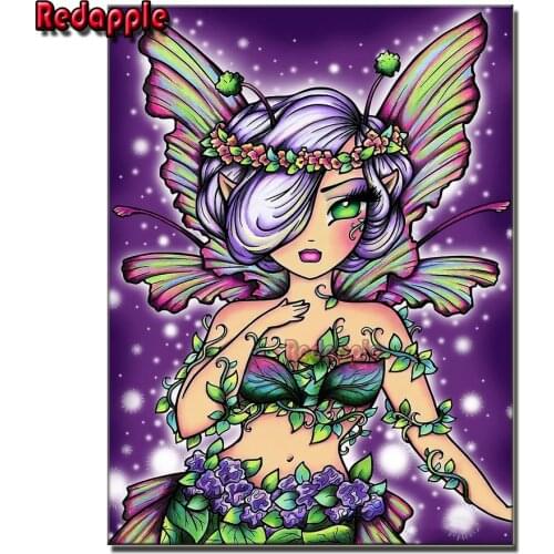 DIY Diamond painting Cartoon girl picture Full Square/Round Diamond Embroidered cute butterfly fairy 5D Cross Stitch kids gift