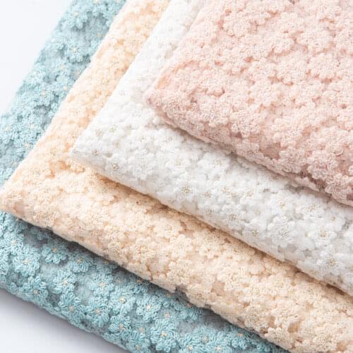 Embroidery Hollow Lace Fabric Water-soluble Dress High-grade Clothing Sewing Pink Blue White Mesh Brocade Diy Solid Color Green