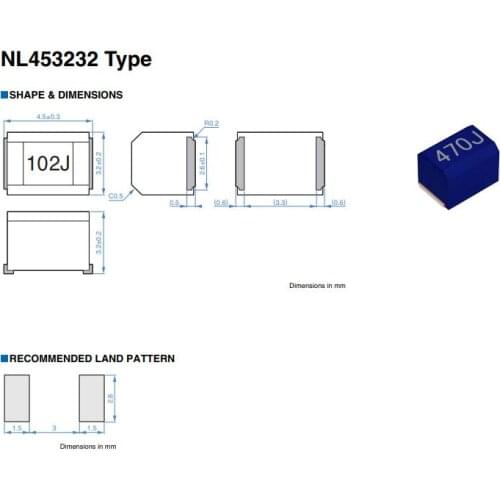 Free Shipping 500pcs/lot 1812 4532 5% FIXED IND 820UH 30MA 35 OHM NL453232T-821J-PF