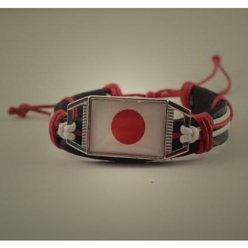 New Tide Japan, Britain, Peru, Spain and 19 other countries Flag Logo Genuine Leather Bracelets & Bangles for Man Woman