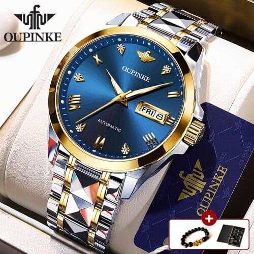 OUPINKE Automatic Watches for Men Mechanical Sapphire Glass Wristwatch Waterproof Top Brand Luxury Watch Box Relogio Masculino