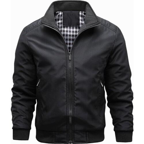 Spring Autumn Mens Jackets Casual Mens Solid Color Outwear Sportswea Coats Male Stand Collar Slim Bomber Jackets Clothing