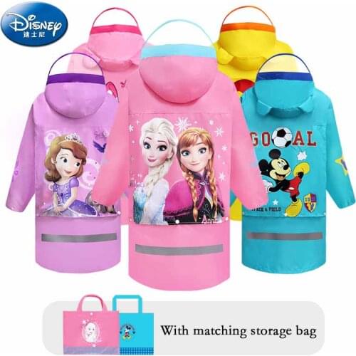Disney Childrens Raincoat Mickey Mouse Sophie Aisha Princess Raincoat Oxford Cloth Zipper Environmental Health Kids Raincoat