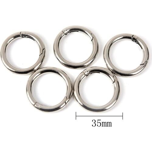 5PCS/pack 35mm Circle Metal Carabiner hook Spring Snap Round Clip Hook Keychain Camping Climbing Hiking Outdoor hanger kits