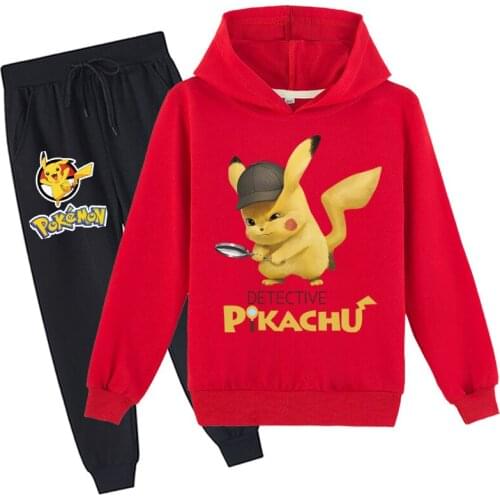 Pokemon Boys Girls Clothing Set Cotton Long Sleeve Clothes Hoodies Long Pants 2Pcs Suit Kids Boy Casual Clothes Print Sportwear