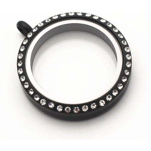 Hot selling Crystal 30mm Pendant floating locket Stainless steel floating charms memory lockets for Necklace locket bracelet