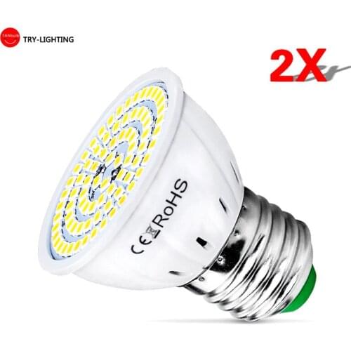 2Pcs Hot Sale LED E27 Lamp Spotlight Bulb AC 220V 4W 5W 6W 48 60 80leds CRI ≥80 Warranty 2 years Table lamp Living room light