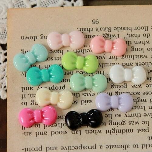 Min.mix order 100PCS 11colors Mix Lovely bowknot Resin Cabochon - Flat Back For Jewelry Decoration-(CAB-CDB-MIXSS)
