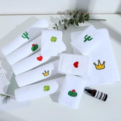 Towel Three-piece Set Plain Cotton Ins Style Creative Towels Bath Towels Cute Household Embroidered Bathroom Towel Wrap Toallas