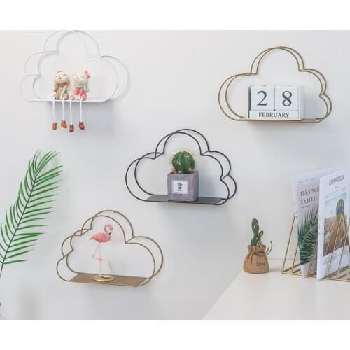 Wall Mounted Creative Iron Art Cloud Shaped Storage Rack Ornaments Shelf Jewelry Stand Kid Room Home Decor