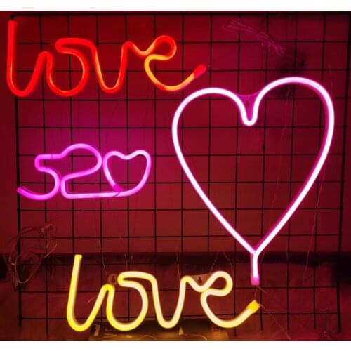 Neon lights hanging on the wall, trunk proposal, interior room surprise, creative supplies