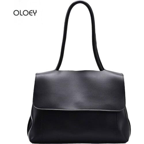 OLOEY New large-capacity female bag Fashion retro shoulder bag Casual handbag Tote bag Soft leather