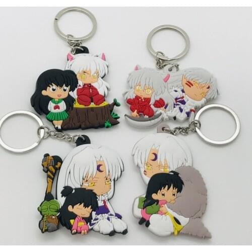 New Arrival Inuyasha Keychain PVC Anime Figure Key Ring Double Side Key Chain Fans Collection Key Holder Trinket Gift
