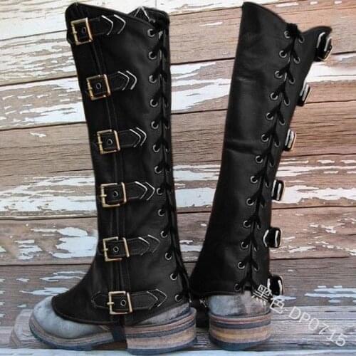 Medieval British Style Carnival Party Stage Bandage Shoes Cover Retro Men Prince Knight Cosplay PU Leather Vintage Boots Case