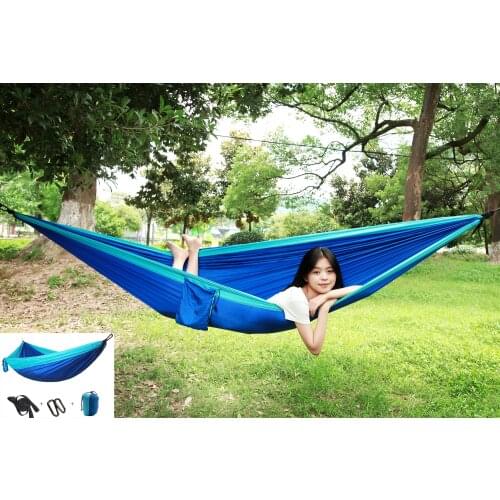 Single Double Hammock Adult Outdoor Backpacking Travel Survival Hunting Sleeping Bed Portable With 2 Straps 2 Carabiner